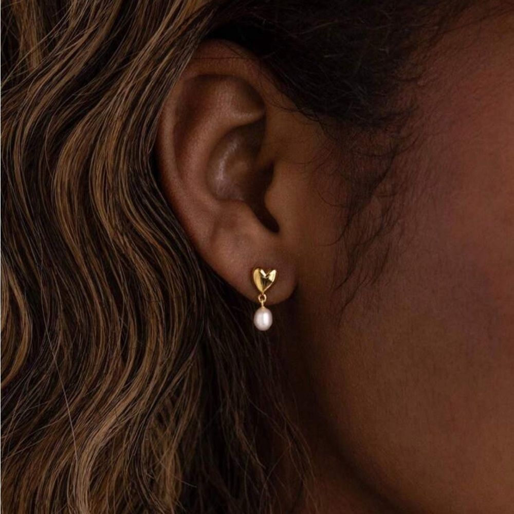 Heart Pearl Drop Earrings #1507